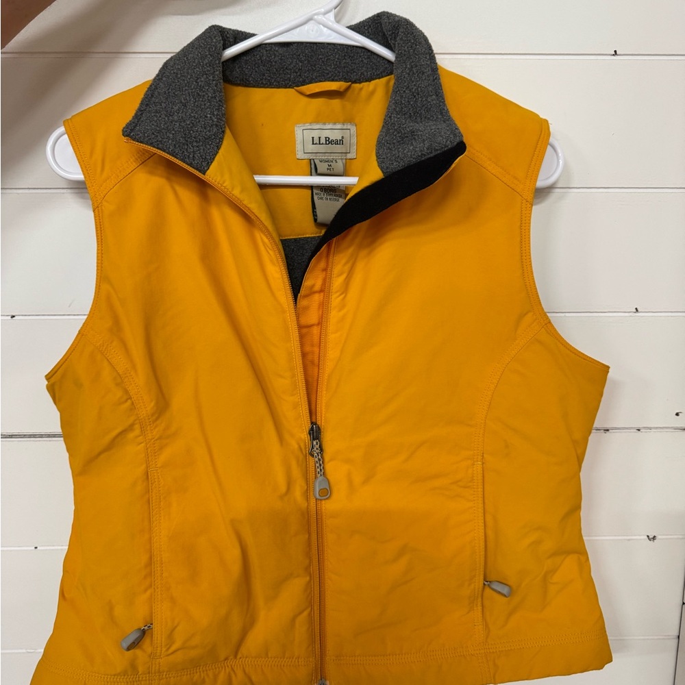 L.L. Bean Yellow Women's Fleece-Trim Vest